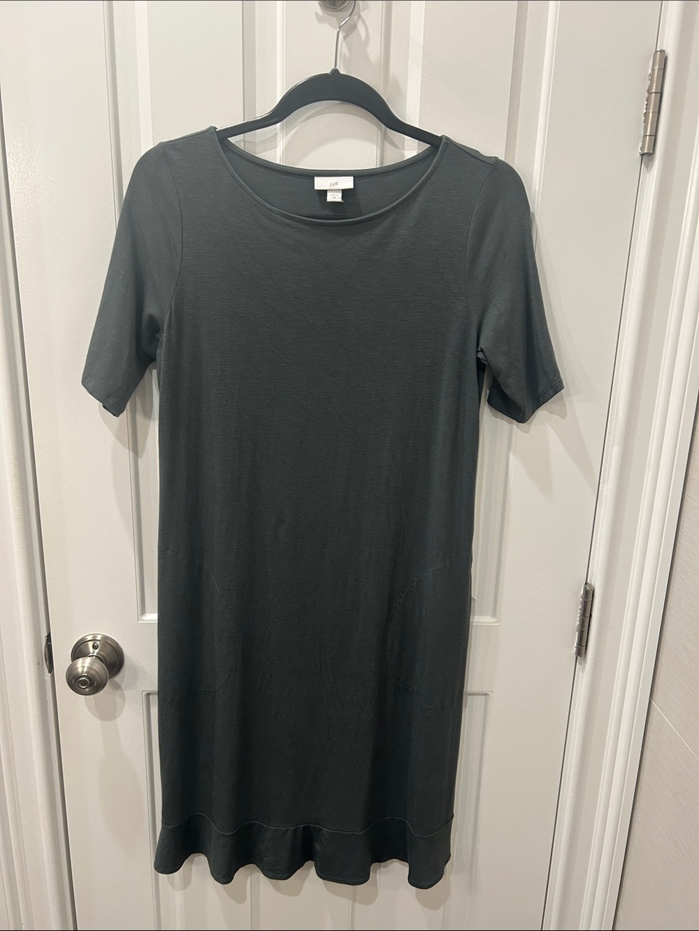 J.Jill Short Sleeve Flounced-Hem Knit Crewneck Dress